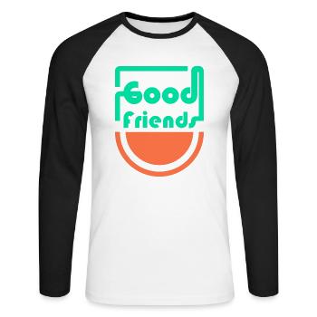 Gute Freunde - Unisex Baseballshirt langarm - Weiß/Schwarz - Vorne - Nik (191cm)