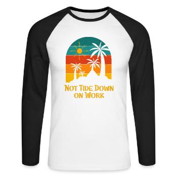 Funny Quotes on Work Summer Job Tropical - Unisex Baseballshirt langarm - Weiß/Schwarz - Vorne - Nik (191cm)