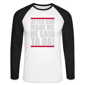 Après que Dieu m’ait fait - T-shirt baseball manches longues Homme - blanc/noir - Devant - Nik (191cm)