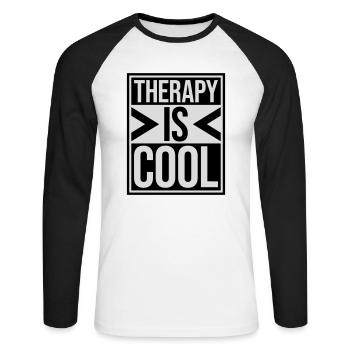 therapy is cool Quote - Unisex Long Sleeve Baseball T-Shirt - white/black - Front - Nik (191cm)