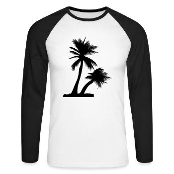 Tropical Beach Paradise Palm Sun Vector 3 - Unisex Long Sleeve Baseball T-Shirt - white/black - Front - Nik (191cm)