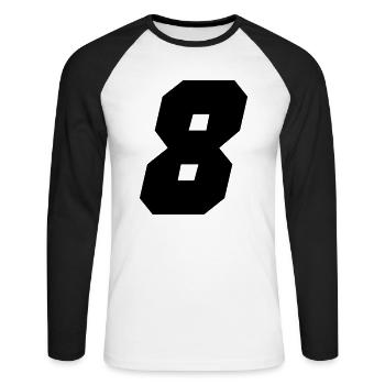 8 - T-shirt baseball manches longues Homme - blanc/noir - Devant - Nik (191cm)