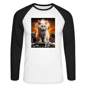 i love bass 2 - Unisex Baseballshirt langarm - Weiß/Schwarz - Vorne - Nik (191cm)