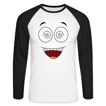 Crazyface - Unisex Baseballshirt langarm - Weiß/Schwarz - Vorne - Nik (191cm)