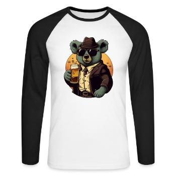 Koala à la bière. Motif cool pour les amateurs de bière - T-shirt baseball manches longues Homme - blanc/noir - Devant - Nik (191cm)