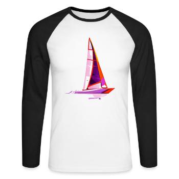 Planche à voile Kitesurf Windsurfer Kitesurfer - T-shirt baseball manches longues Homme - blanc/noir - Devant - Nik (191cm)