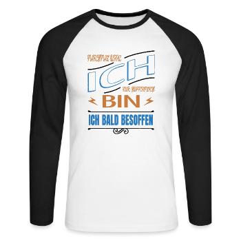 weihnachten humor schnaps saufen bierzelt zitat - Unisex Baseballshirt langarm - Weiß/Schwarz - Vorne - Nik (191cm)
