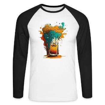 Colorful Beer Blast Cartoon Style - Unisex Long Sleeve Baseball T-Shirt - white/black - Front - Nik (191cm)
