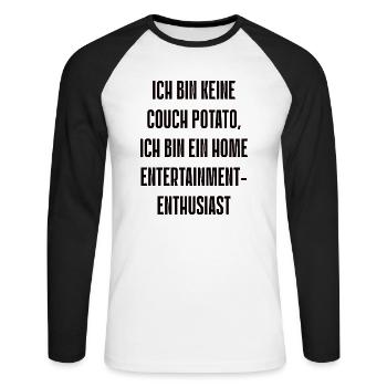Spruch 5 - Unisex Baseballshirt langarm - Weiß/Schwarz - Vorne - Nik (191cm)