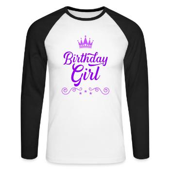 fille d’anniversaire - T-shirt baseball manches longues Homme - blanc/noir - Devant - Nik (191cm)