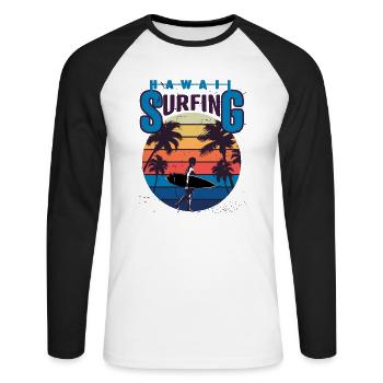 hawaii surfing summertime beach - Unisex Long Sleeve Baseball T-Shirt - white/black - Front - Nik (191cm)