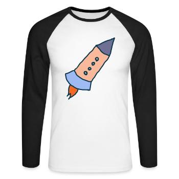 Departure into new worlds - Unisex Long Sleeve Baseball T-Shirt - white/black - Front - Nik (191cm)