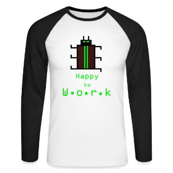 HappyWorkBeetle - T-shirt baseball manches longues Homme - blanc/noir - Devant - Nik (191cm)