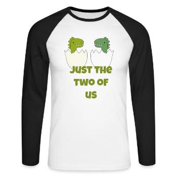 Two Dino Babies - Unisex Long Sleeve Baseball T-Shirt - white/black - Front - Nik (191cm)