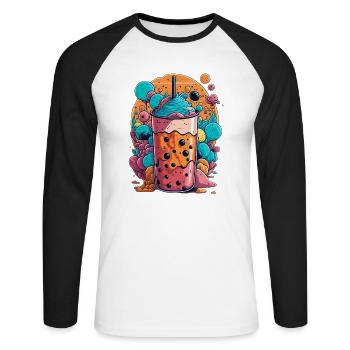 Cocktail d’été - T-shirt baseball manches longues Homme - blanc/noir - Devant - Nik (191cm)