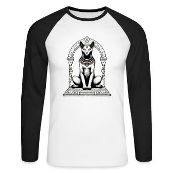 Rak the Egyptian cat - Unisex Long Sleeve Baseball T-Shirt - white/black - Front - Nik (191cm)