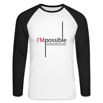 Impossible does not exist in my life - T-shirt baseball manches longues Homme - blanc/noir - Devant - Nik (191cm)