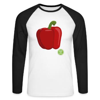 Paprika - Unisex Baseballshirt langarm - Weiß/Schwarz - Vorne - Nik (191cm)