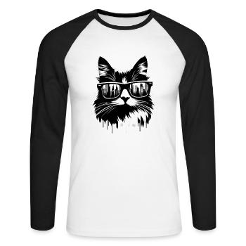 Lunettes de soleil Cat Cool - T-shirt baseball manches longues Homme - blanc/noir - Devant - Nik (191cm)