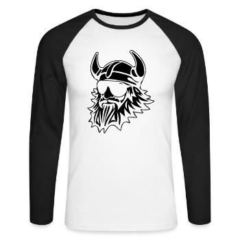 Viking - Unisex Long Sleeve Baseball T-Shirt - white/black - Front - Nik (191cm)
