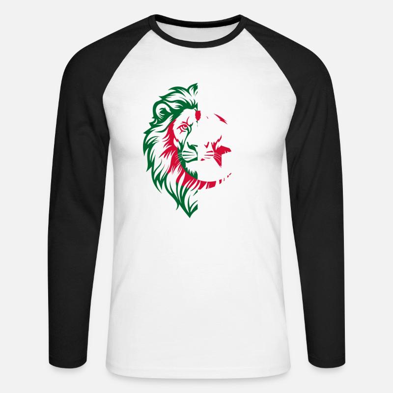 Algerischer Löwe - Algerien Geschenkidee - Unisex Baseballshirt langarm - Weiß/Schwarz