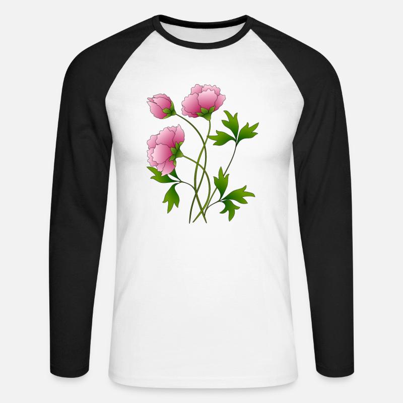 Blumen - Unisex Baseballshirt langarm - Weiß/Schwarz
