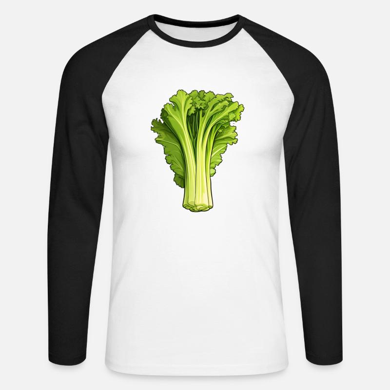 Stangensellerie oder Staudensellerie - Unisex Baseballshirt langarm - Weiß/Schwarz