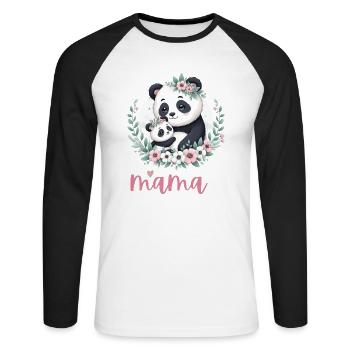 Panda Lover I Maman Panda Et Cub Fête Des Mères - T-shirt baseball manches longues Homme - blanc/noir - Devant - Nik (191cm)