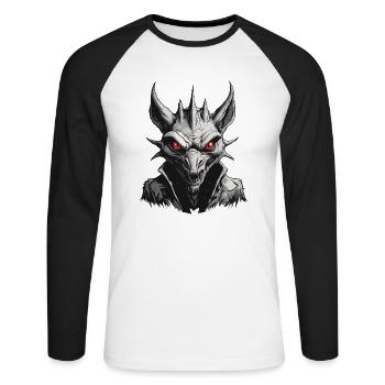 Chupacabra / Sucking Creature / Monster /Spain - Unisex Long Sleeve Baseball T-Shirt - white/black - Front - Nik (191cm)