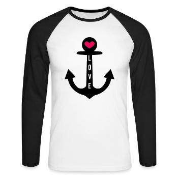 love anker - Unisex Baseballshirt langarm - Weiß/Schwarz - Vorne - Nik (191cm)