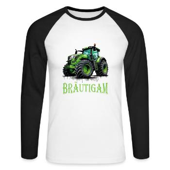 Team Groom Tractor for Farmers and Farmers - Unisex Long Sleeve Baseball T-Shirt - white/black - Front - Nik (191cm)