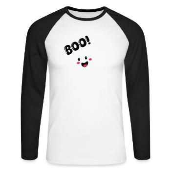 geist 01 - Unisex Baseballshirt langarm - Weiß/Schwarz - Vorne - Nik (191cm)