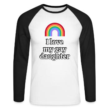 Ich liebe meine schwule Tochter - Unisex Baseballshirt langarm - Weiß/Schwarz - Vorne - Nik (191cm)
