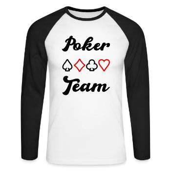 Équipe de poker - T-shirt baseball manches longues Homme - blanc/noir - Devant - Nik (191cm)