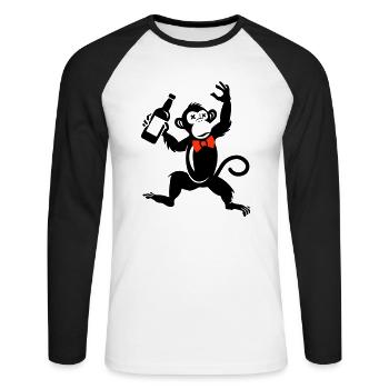 Monkey Funny Party Bachelor Groom Groom - Unisex Long Sleeve Baseball T-Shirt - white/black - Front - Nik (191cm)