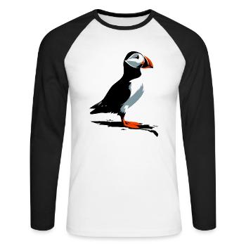 Macareux - T-shirt baseball manches longues Homme - blanc/noir - Devant - Nik (191cm)