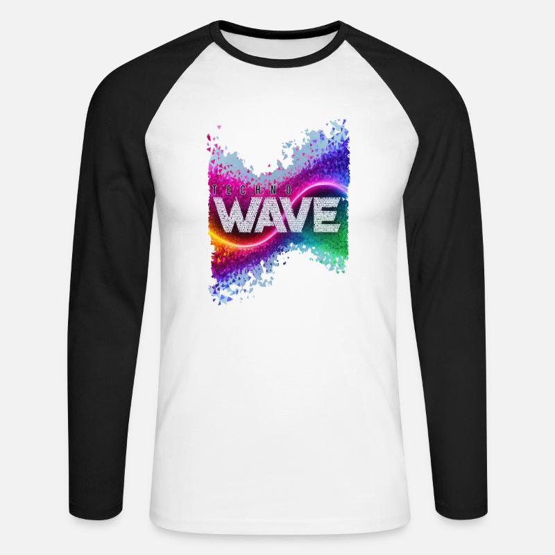 techno wave - Unisex Baseballshirt langarm - Weiß/Schwarz