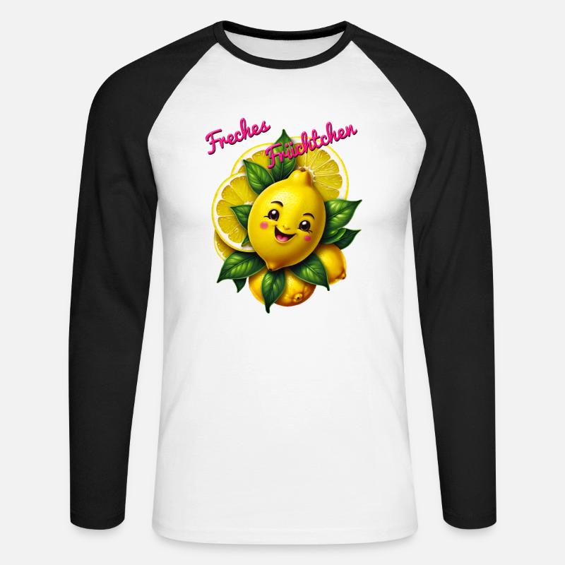 Freches Früchtchen - Unisex Baseballshirt langarm - Weiß/Schwarz