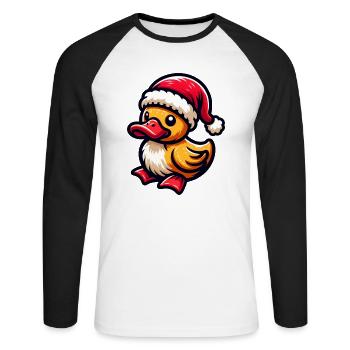 Noël Canard Sucré - T-shirt baseball manches longues Homme - blanc/noir - Devant - Nik (191cm)