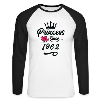 1962 Princess Birthday - Unisex Long Sleeve Baseball T-Shirt - white/black - Front - Nik (191cm)