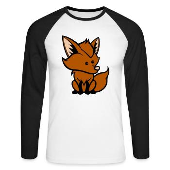 fuchs comic tier - Unisex Baseballshirt langarm - Weiß/Schwarz - Vorne - Nik (191cm)