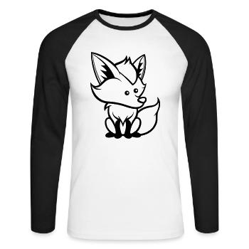 fuchs comic tier - Unisex Baseballshirt langarm - Weiß/Schwarz - Vorne - Nik (191cm)