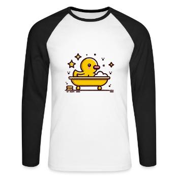 Badewanne Badeente Spruch Distressed - Unisex Baseballshirt langarm - Weiß/Schwarz - Vorne - Nik (191cm)