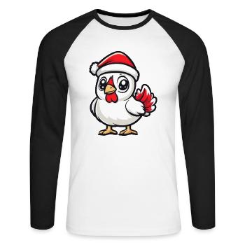 Hahn Weihnachten - Unisex Baseballshirt langarm - Weiß/Schwarz - Vorne - Nik (191cm)