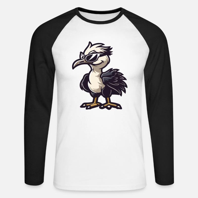 Strauß Comic Cool - Unisex Baseballshirt langarm - Weiß/Schwarz