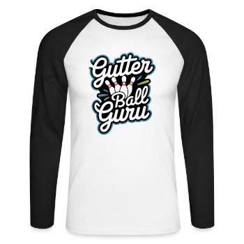 Gutter Ball Guru 11 - Unisex Baseballshirt langarm - Weiß/Schwarz - Vorne - Nik (191cm)