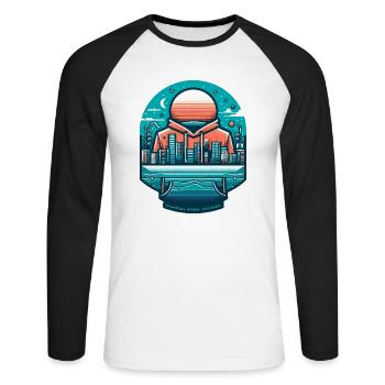 Stadt in der Hood - Unisex Baseballshirt langarm - Weiß/Schwarz - Vorne - Nik (191cm)