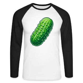 Gros Cornichon - T-shirt baseball manches longues Homme - blanc/noir - Devant - Nik (191cm)