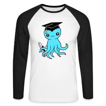 Octopus High School Graduation Passed College - Unisex Long Sleeve Baseball T-Shirt - white/black - Front - Nik (191cm)