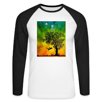 Child on the swing - Unisex Baseballshirt langarm - Weiß/Schwarz - Vorne - Nik (191cm)